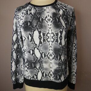 Baum Und Pferdgarten Women's M Pullover Top Snakeskin Print Black White Viscose
